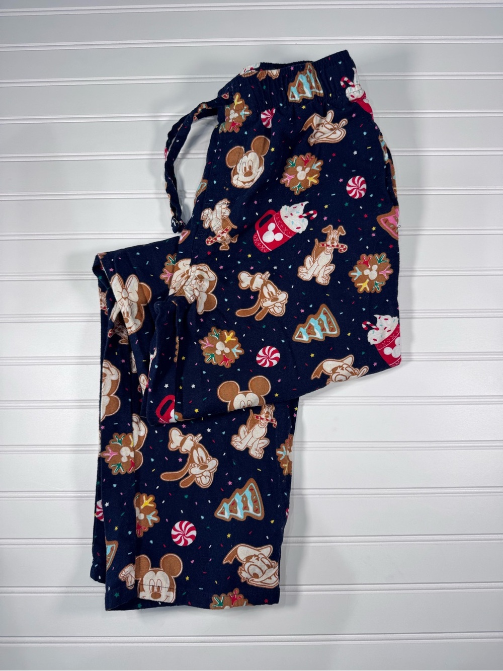 Old Navy Navy Blue Holiday Disney Pajama Bottoms with Festive Print